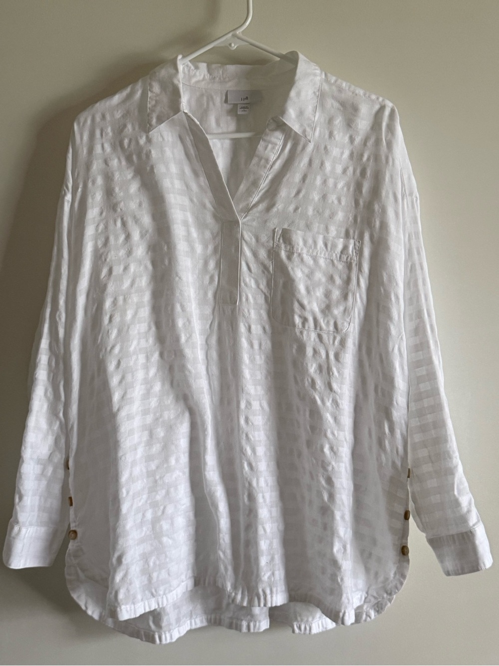 J.Jill Textured Cotton Popover Blouse